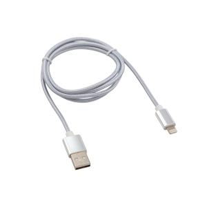 Кабель REXANT USB-Lightning 1 м, серебристая нейлоновая оплетка  в Москве