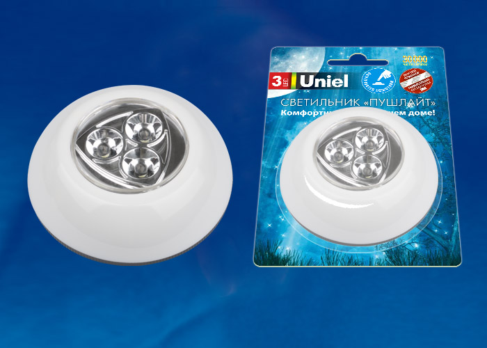 DTL-360 Круг/White/3LED/3АAA Uniel Светильники ночники с батарейками (в комплект не входят) шк 4690485091691  в Самаре