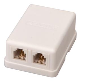 Розетка телефонная внешняя, 2 порта UTP, RJ-14 (6P4C), CAT 3 REXANT  в Москве