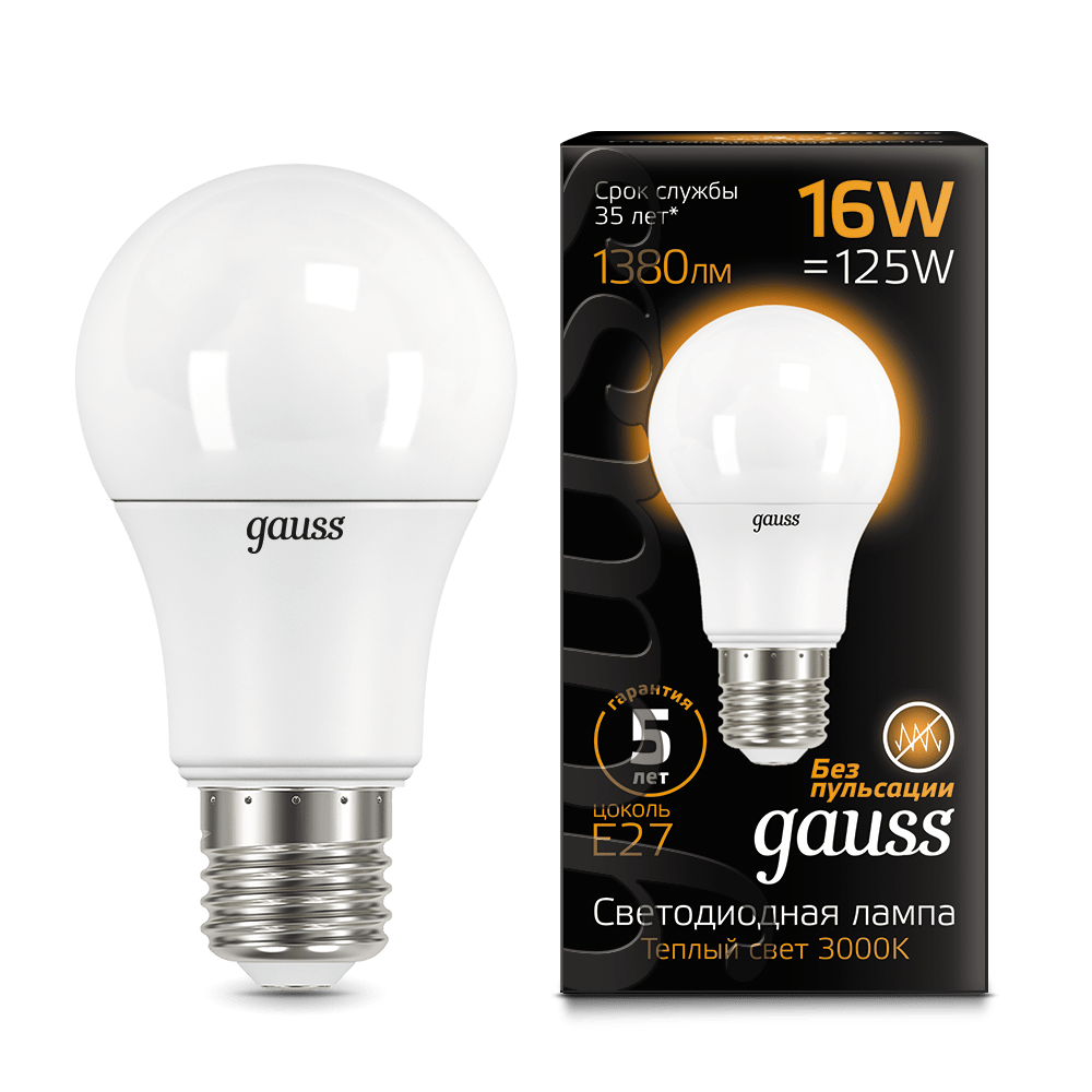 Лампа Gauss LED A60 16W E27 1380lm 3000K  в Самаре