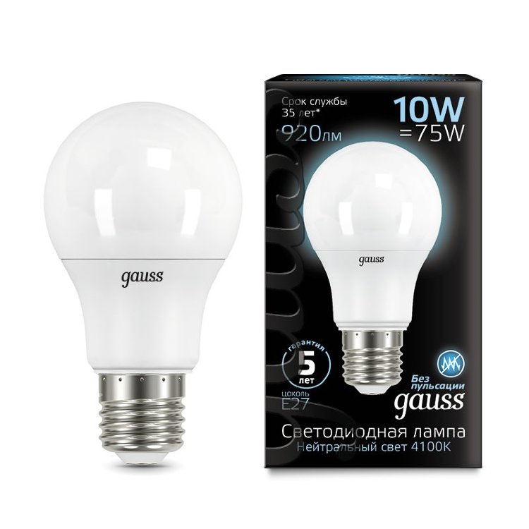 Лампа Gauss LED A60 10W E27 920lm 4100K  в Самаре