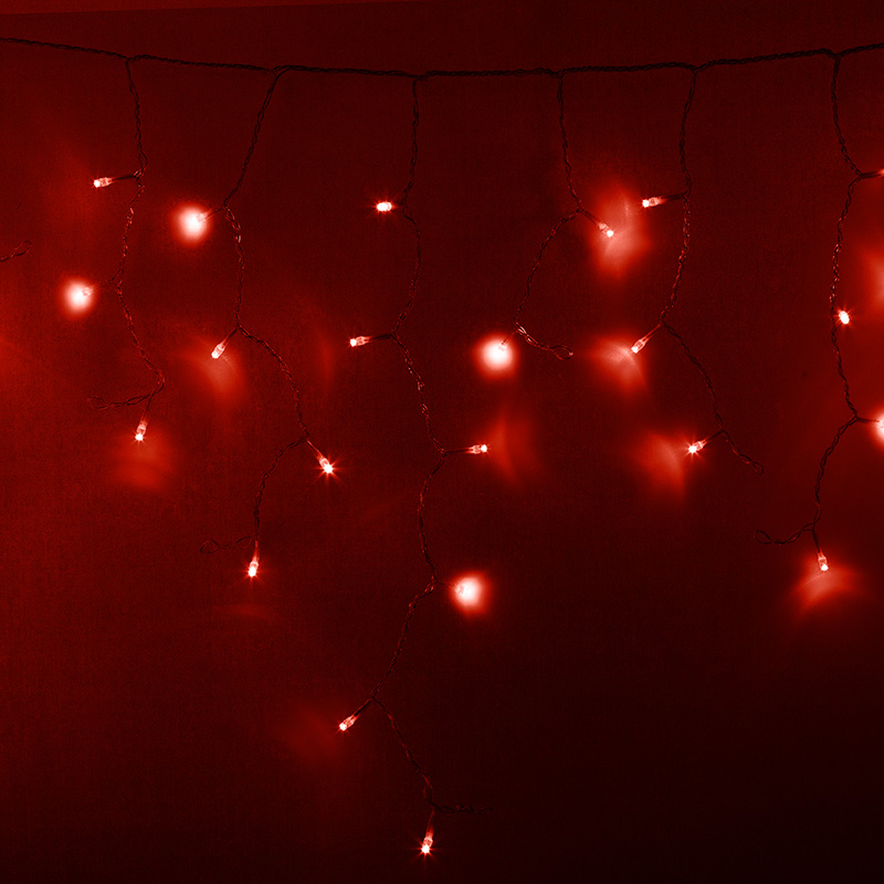 Гирлянда светодиодная Бахрома (Айсикл), 4,8х0,6м, 176 LED КРАСНЫЙ, прозрачный ПВХ, IP65, постоянное свечение, 230В NEON-NIGHT (шнур питания в комплекте)  в Самаре