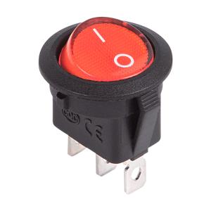 Выключатель клавишный круглый 12V 20А (3с) ON-OFF красный  с подсветкой  (RWB-214)  REXANT  в Самаре