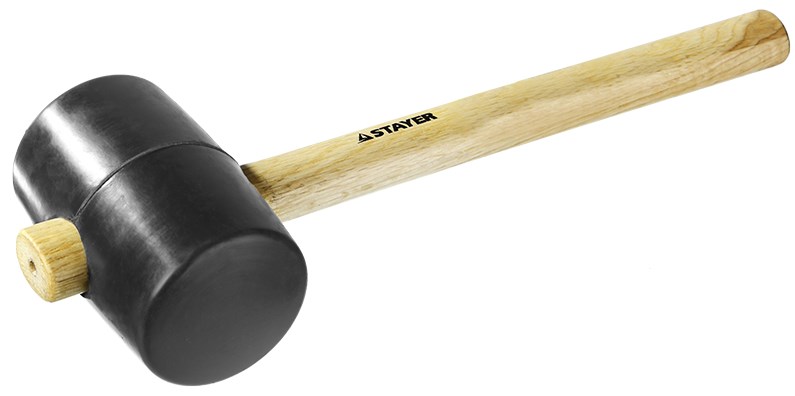 Киянка STAYER резиновая черная с деревянной ручкой, 450г  в Самаре