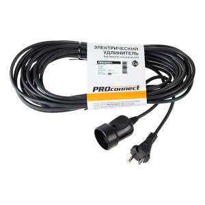 Удлинитель-шнур PROconnect ПВС 2х0.75, 10 м, б/з, 6 А, 1300 Вт, IP20, черный (Сделано в России)