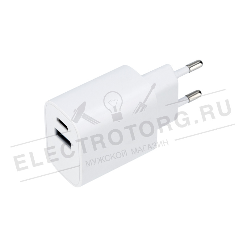 Сетевое зарядное устройство REXANT USB + Type-C, 5V, 2.4 A, белое в Самаре