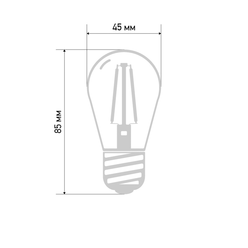 Ретро лампа Filament ST45 E27, 2W, 230В Теплая белая 3000K в Самаре