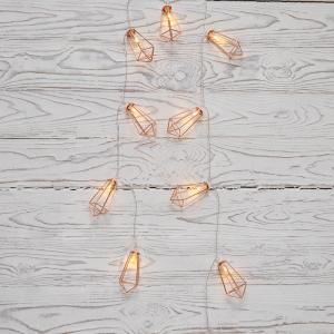 Гирлянда светодиодная Кристаллы бронзовые 10 LED, 1,5 м, прозрачный ПВХ, теплый белый свет свечения, 2 х АА (батарейки не в комплекте) NEON-NIGHT  в Самаре