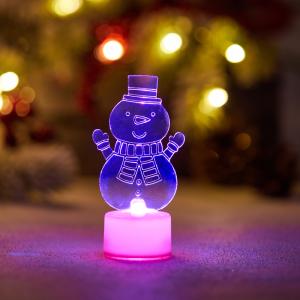 Фигура светодиодная на подставке Снеговик с шарфом 2D, RGB  в Самаре
