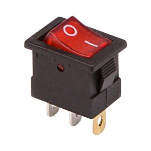 Выключатель клавишный 12V 15А (3с) ON-OFF красный  с подсветкой  Mini  (RWB-206-1, SC-768)  REXANT