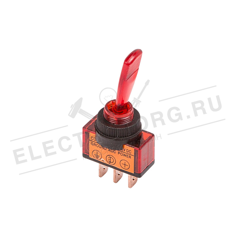 Тумблер 12V 20А (3c) ON-OFF однополюсный с красной подсветкой (ASW-13D) REXANT (в упак. 1шт.) в Самаре