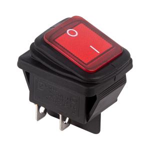 Выключатель клавишный 250V 15А (4с) ON-OFF красный  с подсветкой  ВЛАГОЗАЩИТА  (RWB-507)  REXANT