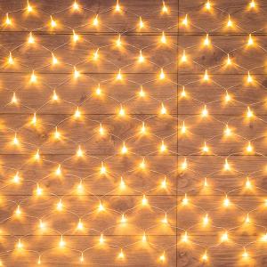 Гирлянда Сеть 1,5х1,5 м, прозрачный ПВХ, 96 LED теплый белый  в Самаре
