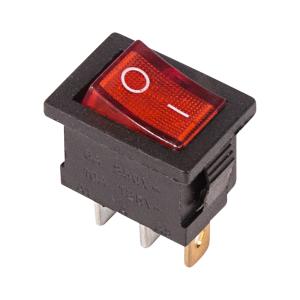 Выключатель клавишный 250V 6А (3с) ON-OFF красный с подсветкой Mini (RWB-206, SC-768) REXANT