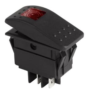 Выключатель клавишный 12V 35А (4с) ON-OFF красный  с подсветкой  REXANT  в Самаре