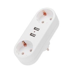 Двойник электрический линейный 16 А с заземлением + 2 USB-порта, 2,4 А, белый REXANT  в Самаре