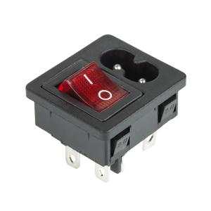 Выключатель клавишный 250 V 6 А (4с) ON-OFF красный с подсветкой и штекером C8 2PIN  REXANT  в Самаре