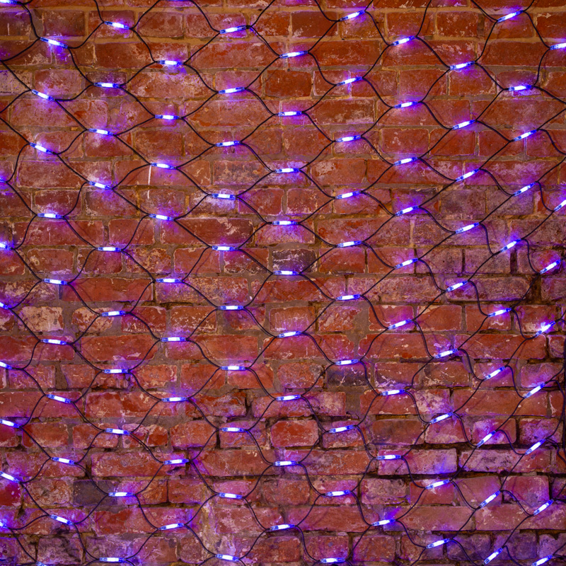 Гирлянда Сеть 2x1,5м, черный КАУЧУК, 288 LED Белые/Синие (шнур питания в комплекте)  в Самаре