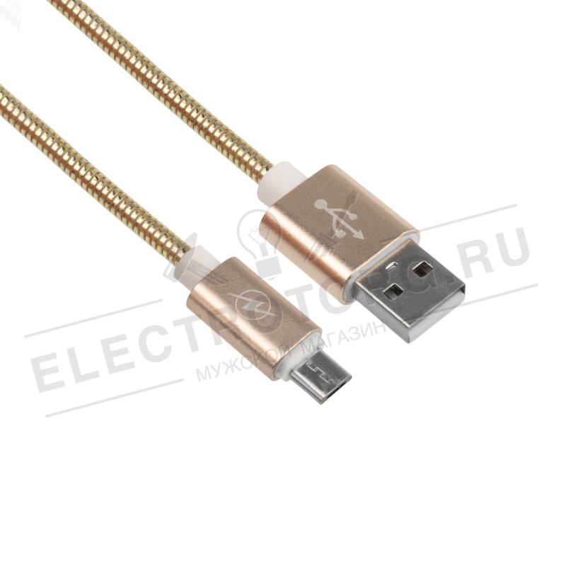 USB кабель micro USB, золото металл, 1 метр REXANT в Самаре