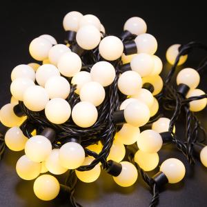 Гирлянда Мультишарики Ø23мм, 10 м, 80 LED ТЕПЛЫЙ БЕЛЫЙ, черный ПВХ, IP65, постоянное свечение, 230В соединяется NEON-NIGHT (нужен шнур питания 303-500)