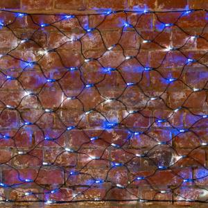 Гирлянда Сеть 2х0,7м, черный ПВХ, 176 LED Белые/Синие (контроллер в комплекте)  в Самаре