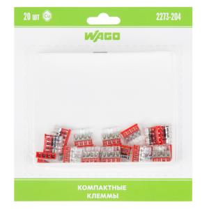 2273-204 Экcпресс-клемма, 4-проводная до 2,5мм², (20шт/уп) WAGO