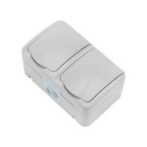 Блок горизонтальный 2 розетки Mini OG IP54 с заземлением, о/у, серый KRANZ  в Самаре