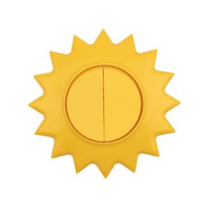 Выключатель двухклавишный KRANZ HAPPY Солнце скрытой установки, желтый  в Самаре