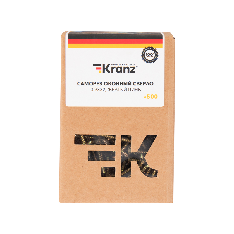 Саморез оконный KRANZ сверло, 3.9х32, желтый цинк, короб (500 шт./уп.) в Самаре