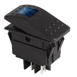 Выключатель клавишный 12V 35А (4с) ON-OFF синий с подсветкой (RK1-06N) REXANT  в Самаре