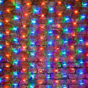 Гирлянда Сеть 2x3м, черный КАУЧУК, 432 LED Мультиколор (шнур питания в комплекте)  в Самаре
