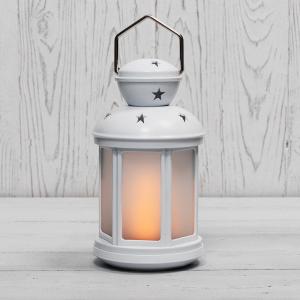 Декоративный фонарь 12х12х20,6 см, белый корпус, теплый белый цвет свечения с эффектом пламени свечи NEON-NIGHT  в Самаре