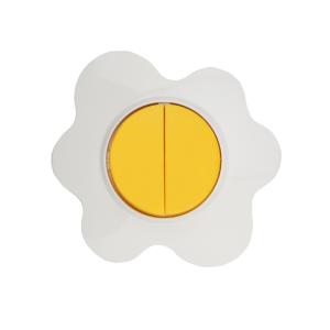Выключатель двухклавишный KRANZ HAPPY Яичница скрытой установки, желтый/белый  в Самаре