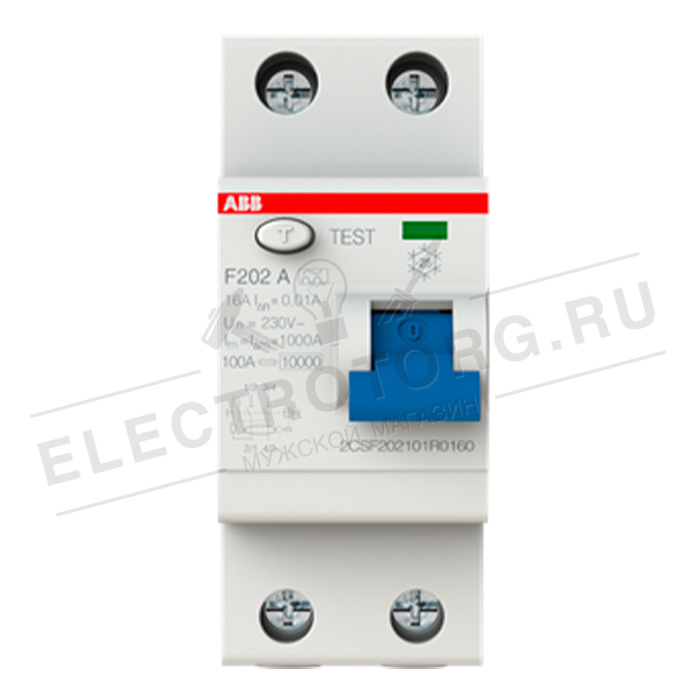 Выключатель дифференциального тока УЗО 2P 16А 10мА (тип A) F202 A-16/0.01 ABB в Самаре