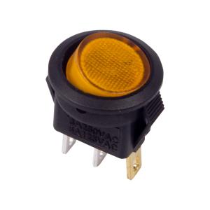Выключатель клавишный круглый 250V 3А (3с) ON-OFF желтый с подсветкой Micro (RWB-106, SC-214) REXANT  в Самаре