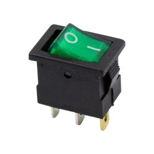 Выключатель клавишный 12V 15А (3с) ON-OFF зеленый  с подсветкой  Mini  (RWB-206-1, SC-768)  REXANT  в Самаре