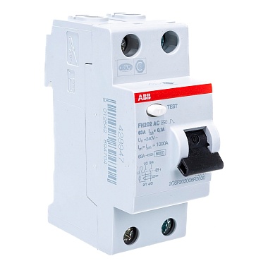 Устройства защитного отключения 2-полюсное 63A 100mA (тип AC) УЗО FH202 AC-63/0.1 ABB
