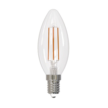 LED-C35-9W/3000K/E14/CL PLS02WH Лампа светодиодная. Форма "свеча", прозрачная. Серия Sky. Теплый белый свет (3000К). Картон. ТМ Uniel., шк 4690485118886