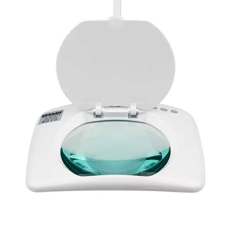 Лупа на струбцине квадратная 5D с подсветкой 60 SMD LED, сенсорный регулятор яркости, 190х157мм, белая REXANT в Самаре