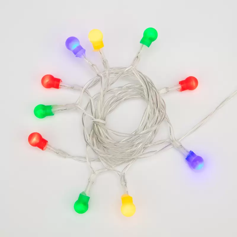Гирлянда светодиодная Шарики 1,5 м, 10 LED, прозрачный ПВХ, цвет свечения мультиколор, 2 х АА (батарейки не в комплекте) NEON-NIGHT в Самаре