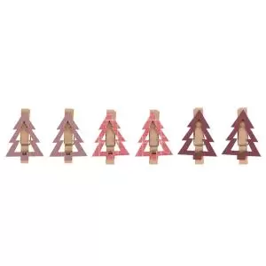 Деревянные прищепки Елочки 14,5x4,5x1,6 cм, 6шт, розовые NEON-NIGHT