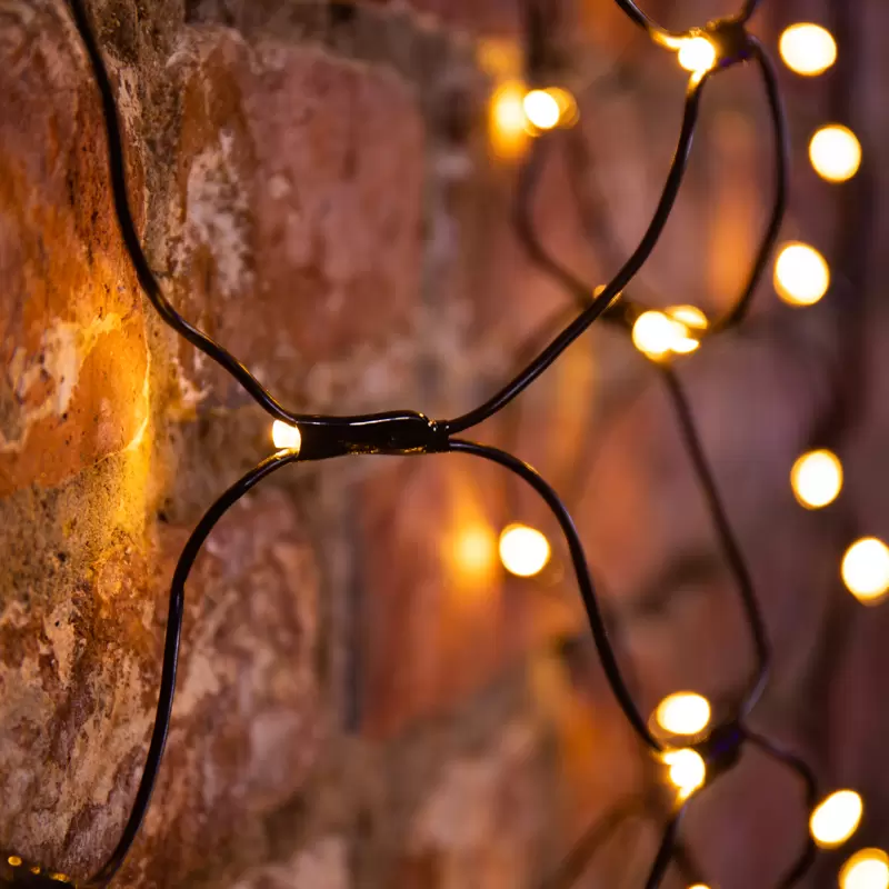 Гирлянда Сеть 1х1,5м, черный ПВХ, 160 LED Тёплый белый (шнур питания в комплекте) в Самаре