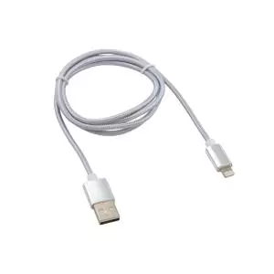 Кабель REXANT USB-Lightning 1 м, серебристая нейлоновая оплетка  в Москве