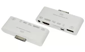 AV адаптер 6 в 1 для iPhone 4/4S на HDMI, USB, microSD, SD, 3.5 мм, microUSB  в Москве