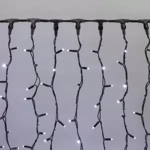 Гирлянда Светодиодный Дождь 2х3м, постоянное свечение, черный провод КАУЧУК, 230 В, диоды БЕЛЫЕ (шнур питания в комплекте)