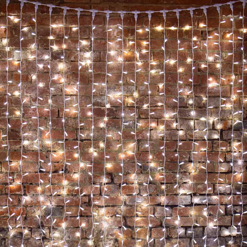Гирлянда Светодиодный Дождь 2х3м, 600 LED БЕЛЫЙ, белый ПВХ, IP65, постоянное свечение, 230В соединяется NEON-NIGHT (нужен шнур питания 303-500-1) в Самаре