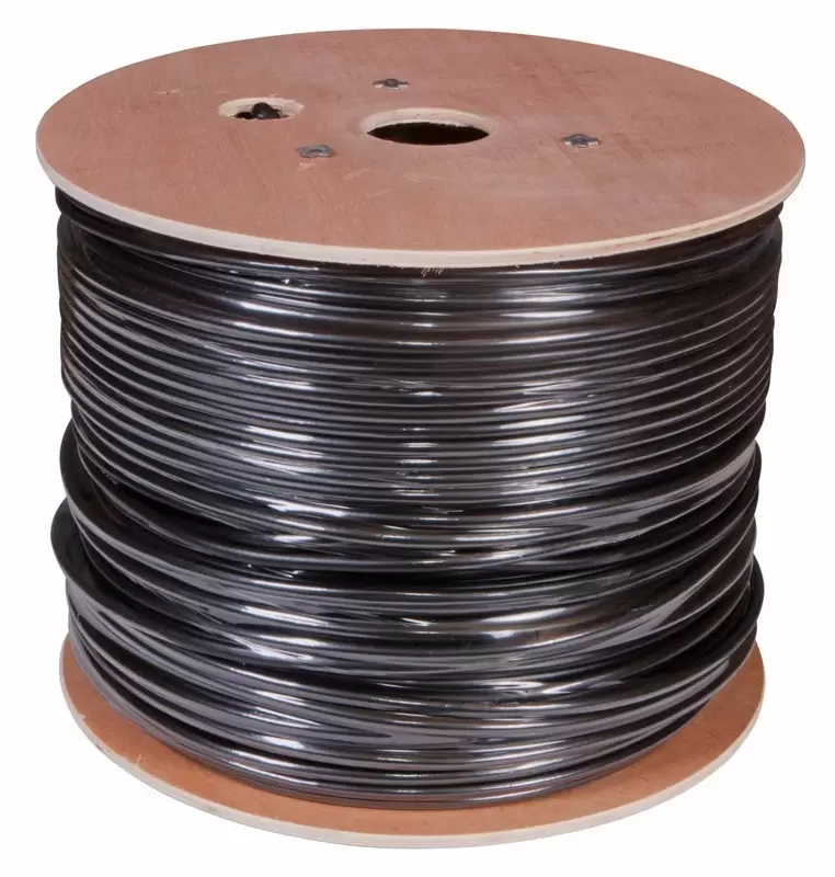Кабель витая пара F/UTP, CAT 5e, PE, 4PR, 24AWG, OUTDOOR, SOLID, черный, 305м (барабан), REXANT в Самаре
