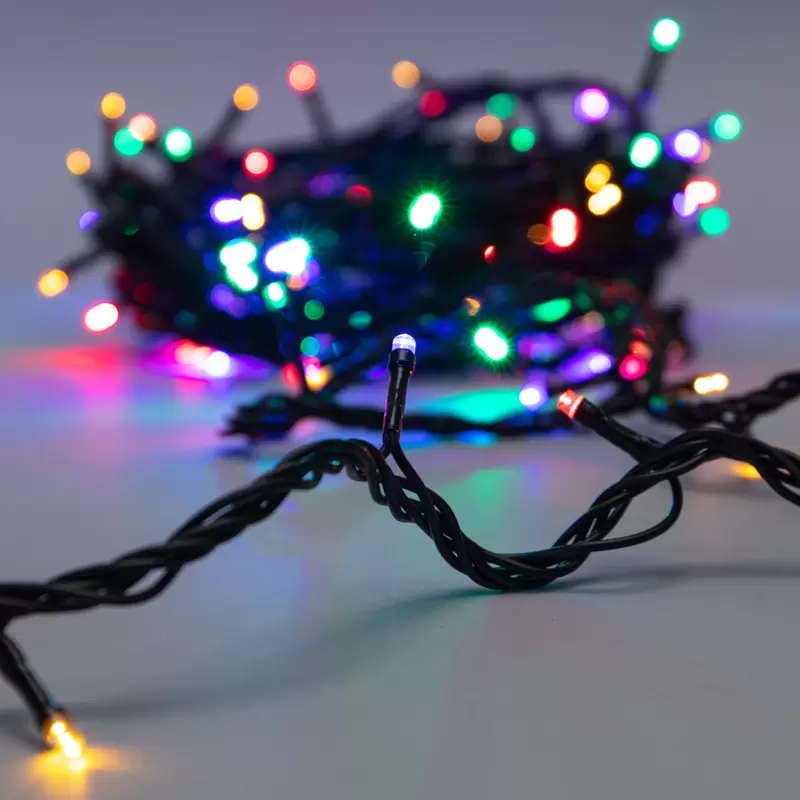 Гирлянда Твинкл Лайт 10 м, 100 LED МУЛЬТИКОЛОР (RGYB), черный ПВХ, IP65, динамика, 230В соединяется NEON-NIGHT (нужен контроллер 217-204) в Самаре