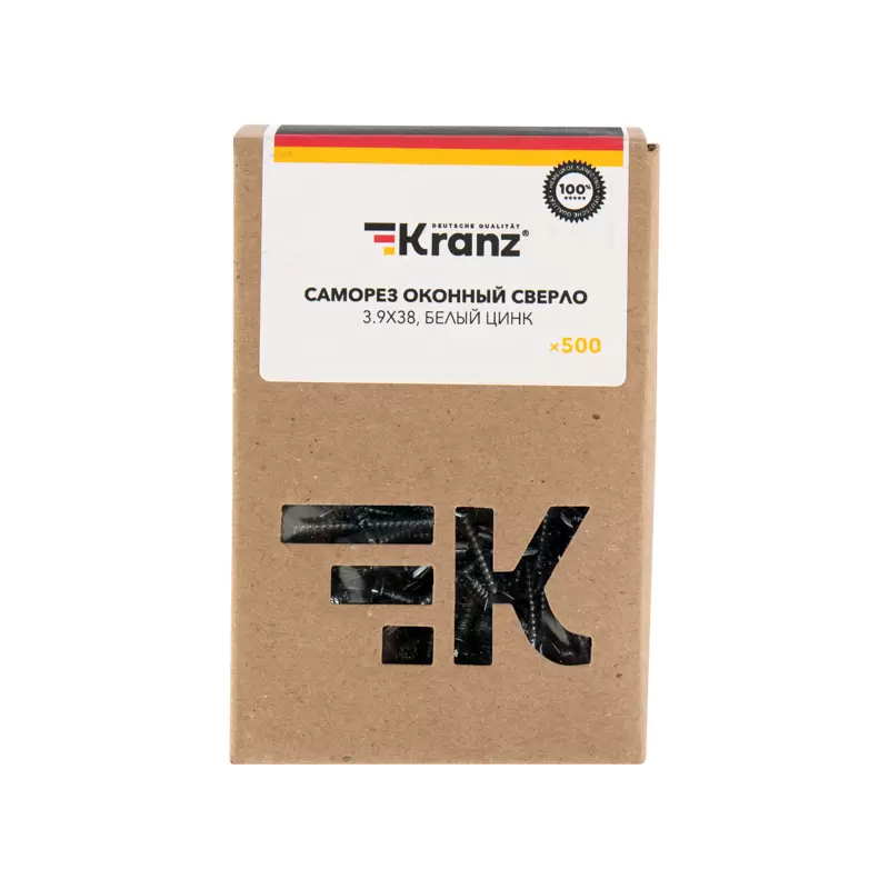 Саморез оконный KRANZ сверло, 3.9х38, белый цинк, короб (500 шт./уп.) в Самаре