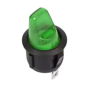 Выключатель клавишный круглый 12V 16А (3с) ON-OFF зеленый  с подсветкой  (RWB-224, SС-214)  REXANT  в Самаре